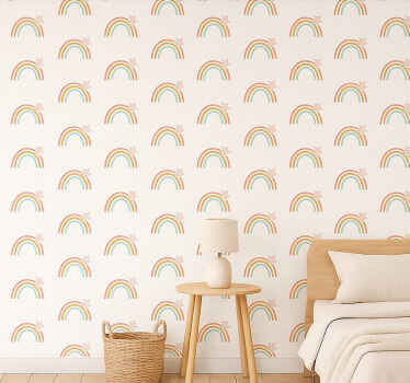 Behangpapier kinderkamer eenvoudig regenboogpatroon - TenStickers