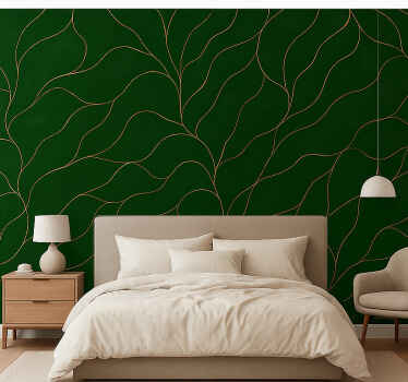 Behangpapier hoofdslaapkamer groene en gouden marmertextuur - TenStickers