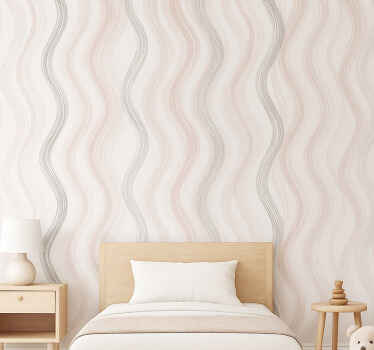 Tapete kinderzimmer in hellgrau und rosa aquarelllinien - TenStickers