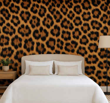 Papel pintado dormitorio matrimonio motivo leopardo esponjoso - TenVinilo