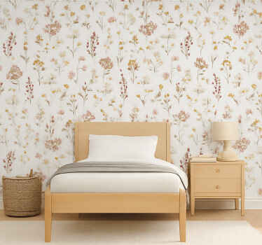Papier peint chambre enfant motif botanique simple - TenStickers