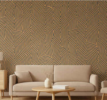 Living room wallpaper modern black and orange lines - TenStickers