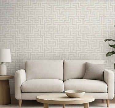 Living room wallpaper silver maze pattern - TenStickers