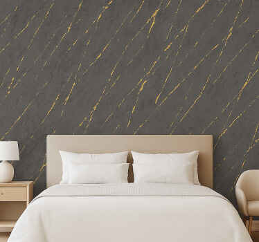 Master bedroom wallpaper grey marble with gold veins - TenStickers