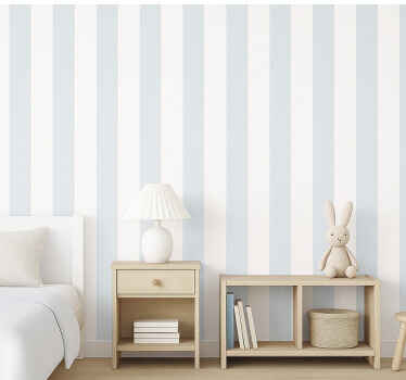 Papier peint chambre enfant rayures bleu clair et blanc - TenStickers