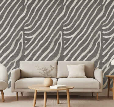 Living room wallpaper zebra animal print - TenStickers