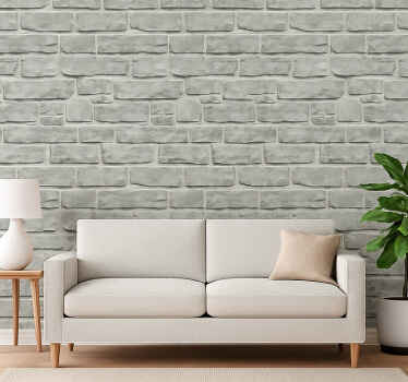 Living room wallpaper realistic grey stone effect - TenStickers