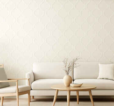 Living room wallpaper elegant off-white minimalist design - TenStickers