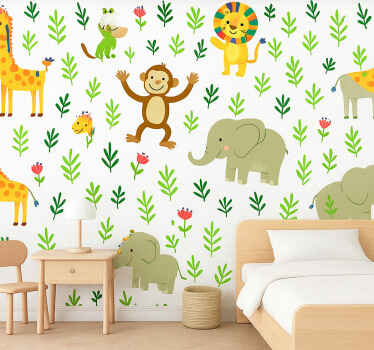 Papier peint chambre enfant animaux mignons et joyeux - TenStickers