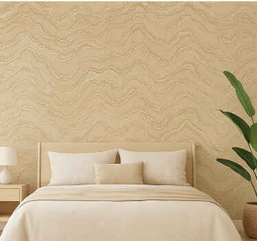 Master bedroom wallpaper beige and gold marble effect - TenStickers