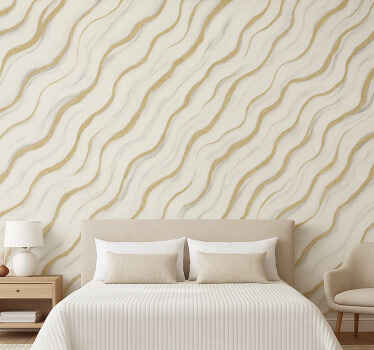 Master bedroom wallpaper white grey marble with gold lines - TenStickers