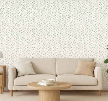 Living room wallpaper small green tiny leaves pattern - TenStickers
