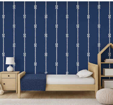 Papier peint chambre enfant corde marine bleu foncé - TenStickers