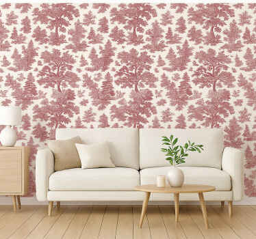 Papel tapiz 3d diseño jardín rojo vintage - TenVinilo