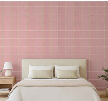 Papel tapiz recámara matrimonial patrón moderno rosa - TenVinilo