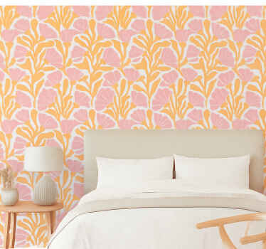 Tapizado para pared patrón de flores colorido moderno - TenVinilo