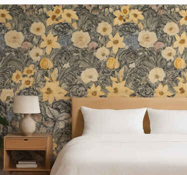 Tapizado para pared flores vintage - TenVinilo