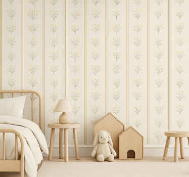 Tapizado para pared flores minimalistas amarillas vintage - TenVinilo