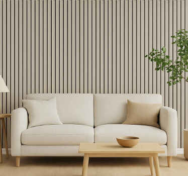 Living room wallpaper in beige and black wood - TenStickers