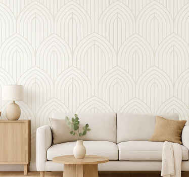 Living room wallpaper white wood design - TenStickers
