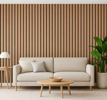 Living room wallpaper brown and black wood effect - TenStickers