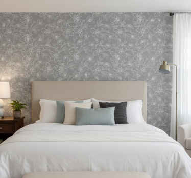 Gray flowers flower wallpaper - TenStickers