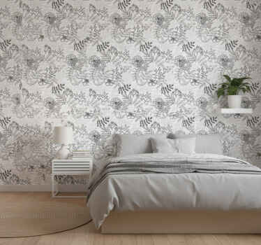 Papel de parede flores cinza - TenStickers