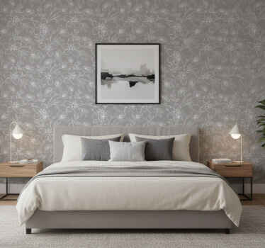 Flower wallpaper in grey pattern - TenStickers