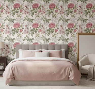 Flower wallpaper with rose pattern - TenStickers