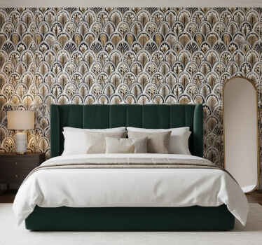 Papel tapiz flores patrón dorado - TenVinilo