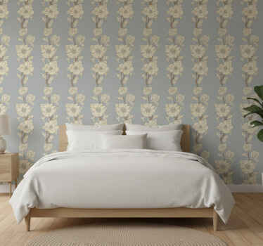 Flower wallpaper in new nostalgic magnolia style - TenStickers