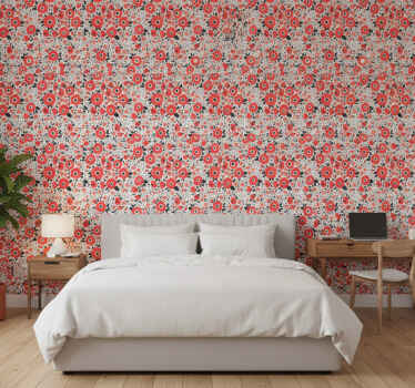 Flower wallpaper abstract red poppies design - TenStickers