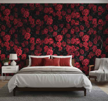 Flower wallpaper beautiful red roses design - TenStickers