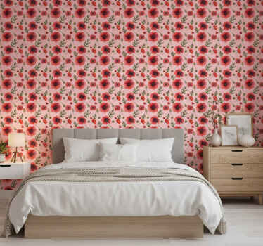 Flower wallpaper watercolor poppies - TenStickers