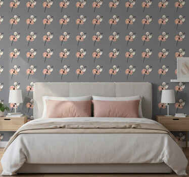 Flower wallpaper with orchids abstract line art - TenStickers