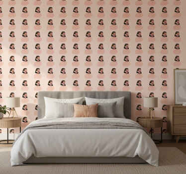 Flower wallpaper lovely woman sunflower face - TenStickers