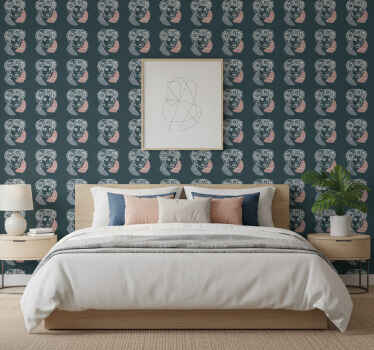 Flower wallpaper featuring minimalist sunflower and woman - TenStickers