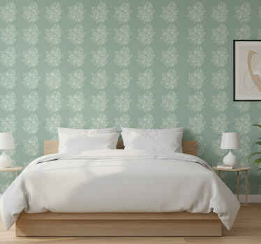 Flower wallpaper in green minimalist style - TenStickers