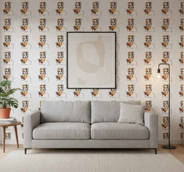 Papel tapiz floral cara minimalista con orquídeas - TenVinilo