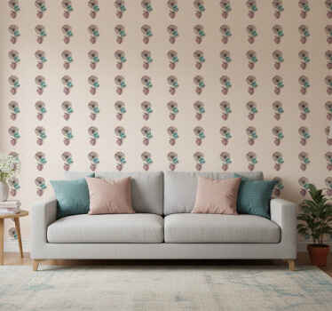 Papel tapiz floral diseño de arte lineal de margarita - TenVinilo