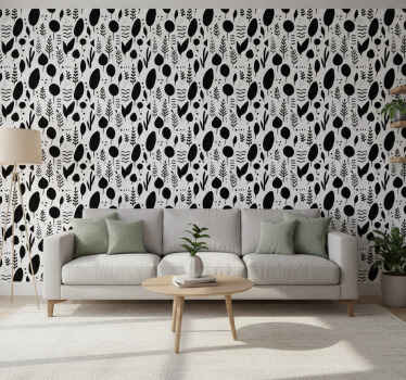 Papel tapiz floral imágenes en blanco y negro de naturaleza - TenVinilo