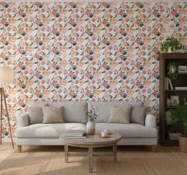 Virágmintás tapéta 'ziedi' fehér - TenStickers