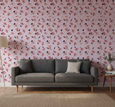 Virágdíszes tapéta kézzel rajzolt piros liliommal - TenStickers