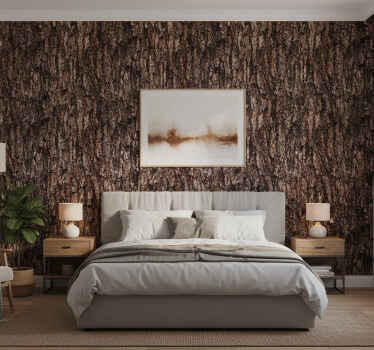 Papel de parede quarto de casal casca de árvore realista - TenStickers