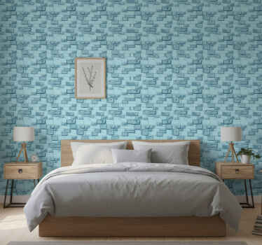 Papel de parede quarto de casal tijolos de pedra azul - TenStickers