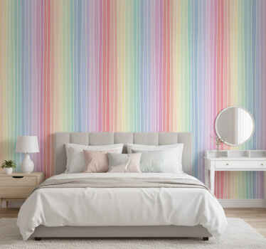Papel de parede quarto de casal listras pastel suaves - TenStickers