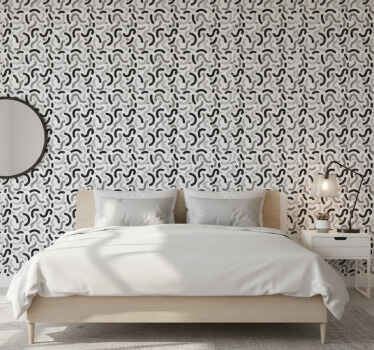 Papel de parede quarto de casal padrão formas preto e branco - TenStickers