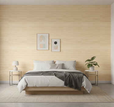 Papel de parede quarto de casal efeito madeira japandi - TenStickers