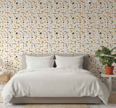 Master bedroom wallpaper in warm terrazzo colors - TenStickers