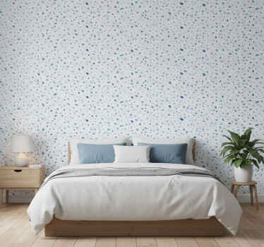 Papel de parede quarto de casal em tons de azul terrazzo - TenStickers
